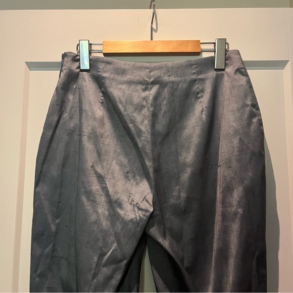 Piazza Sempione Audrey Silk Silver/Gray Metallic Cropped Trousers - Picture 4 of 9